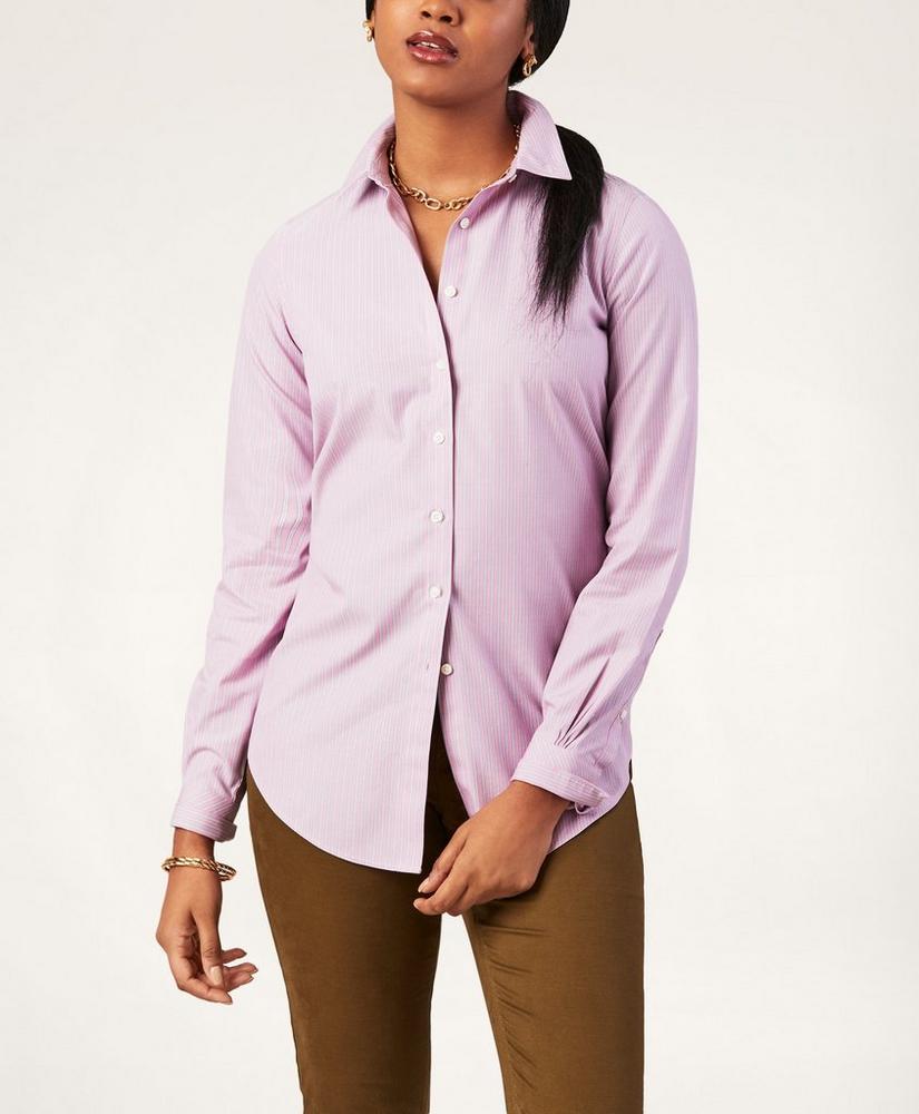 Non-Iron Classic-Fit Striped Stretch Cotton Poplin Shirt, image 1