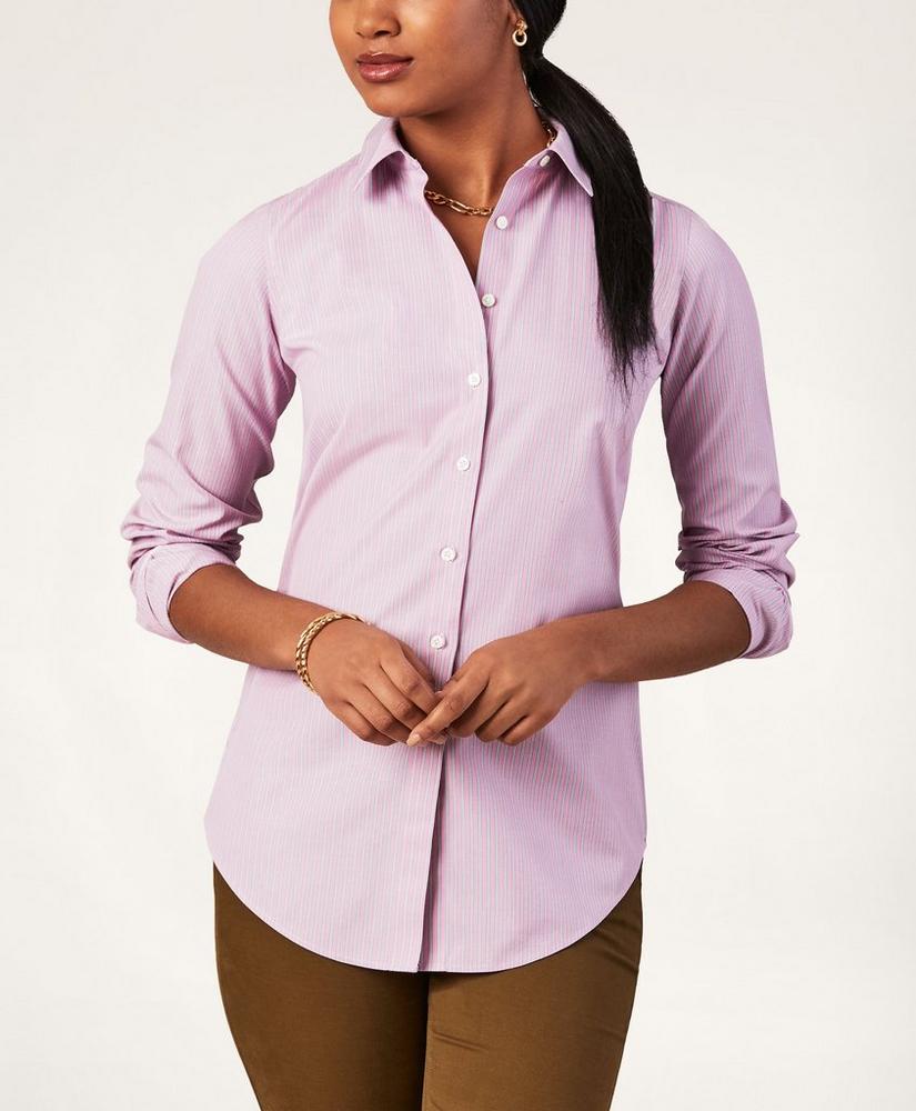 Non-Iron Classic-Fit Striped Stretch Cotton Poplin Shirt, image 2