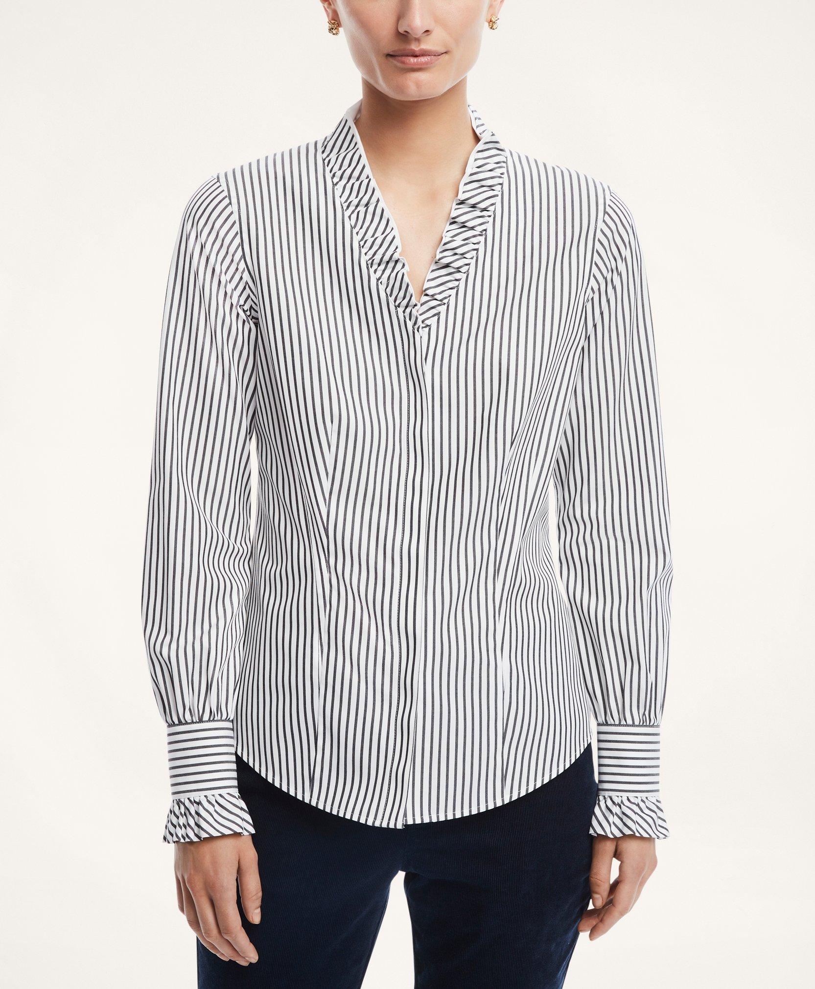 Ruffle Collar Non Iron Stretch Supima® Cotton Shirt