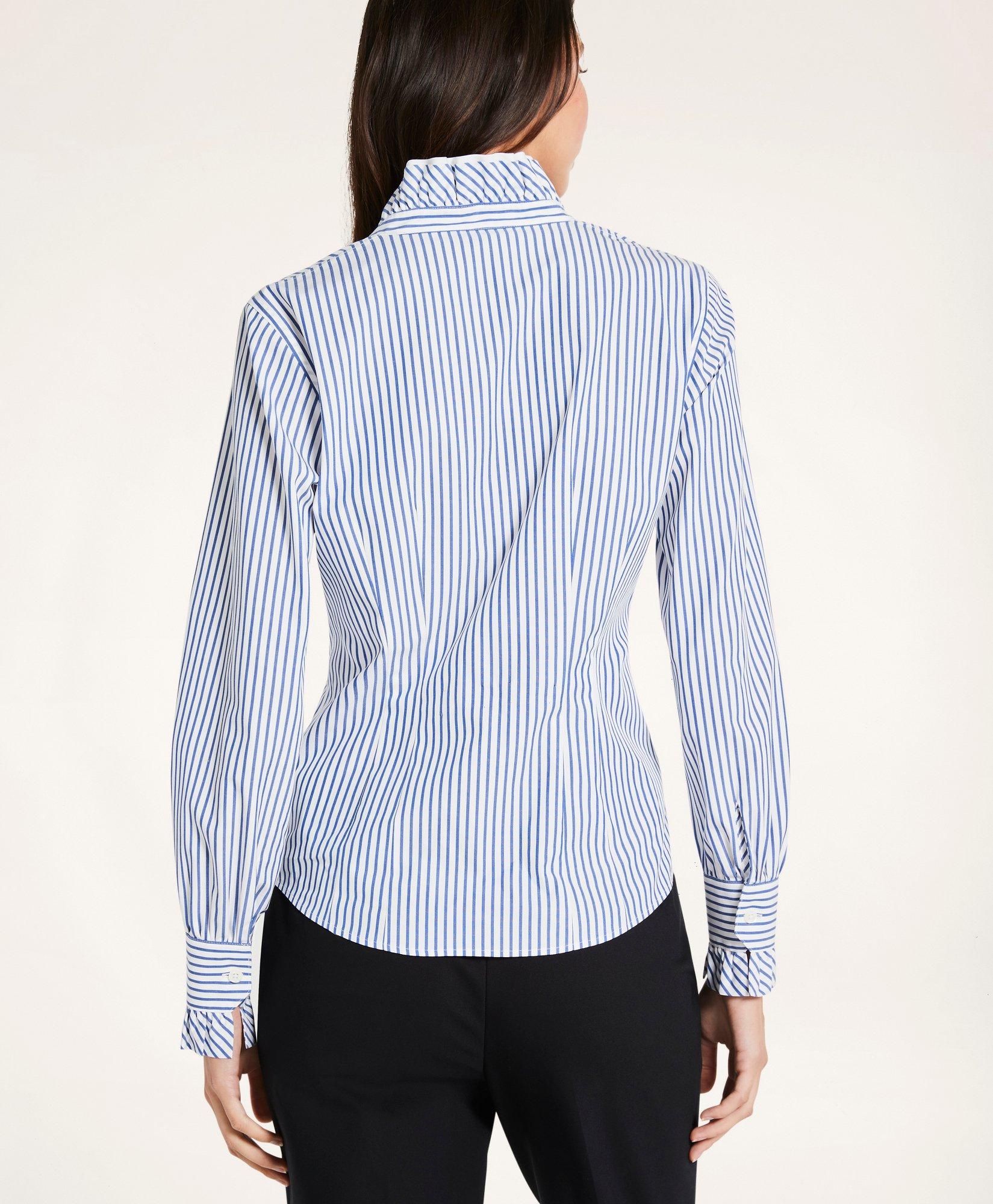 Ruffle-Collar Non-Iron Stretch Supima® Cotton Shirt