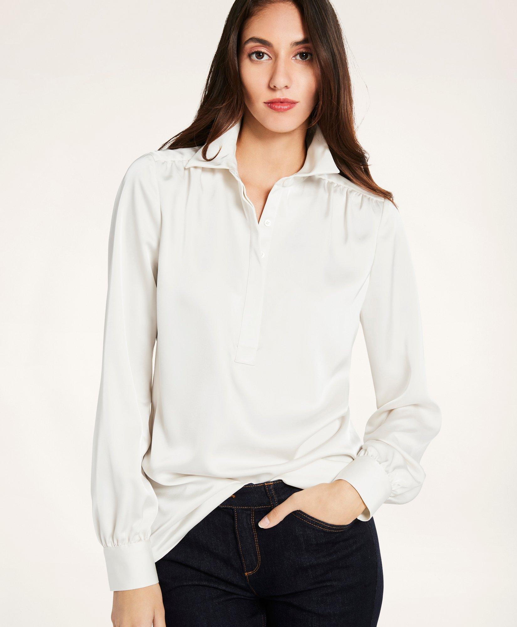 Brooks Brothers Women's Full-Button Satin Blouse, Product