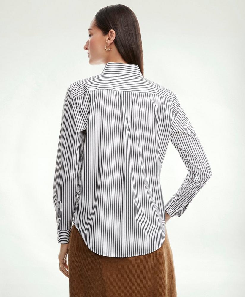 Classic-Fit Non-Iron Stretch Supima® Cotton Bengal Stripe Dress Shirt, image 3