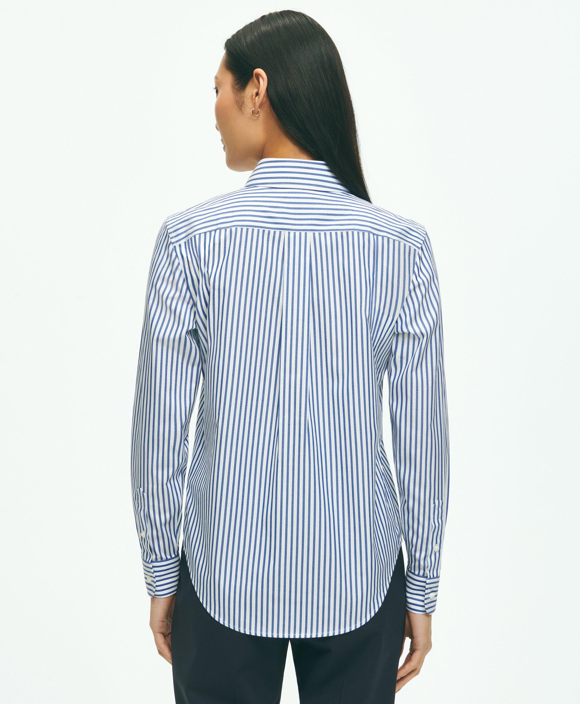 Classic Fit Stretch Supima® Cotton Non-Iron Bengal Stripe Dress Shirt