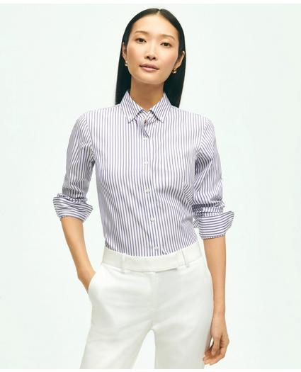 Classic-Fit Non-Iron Stretch Supima® Cotton Bengal Stripe Dress Shirt, image 1