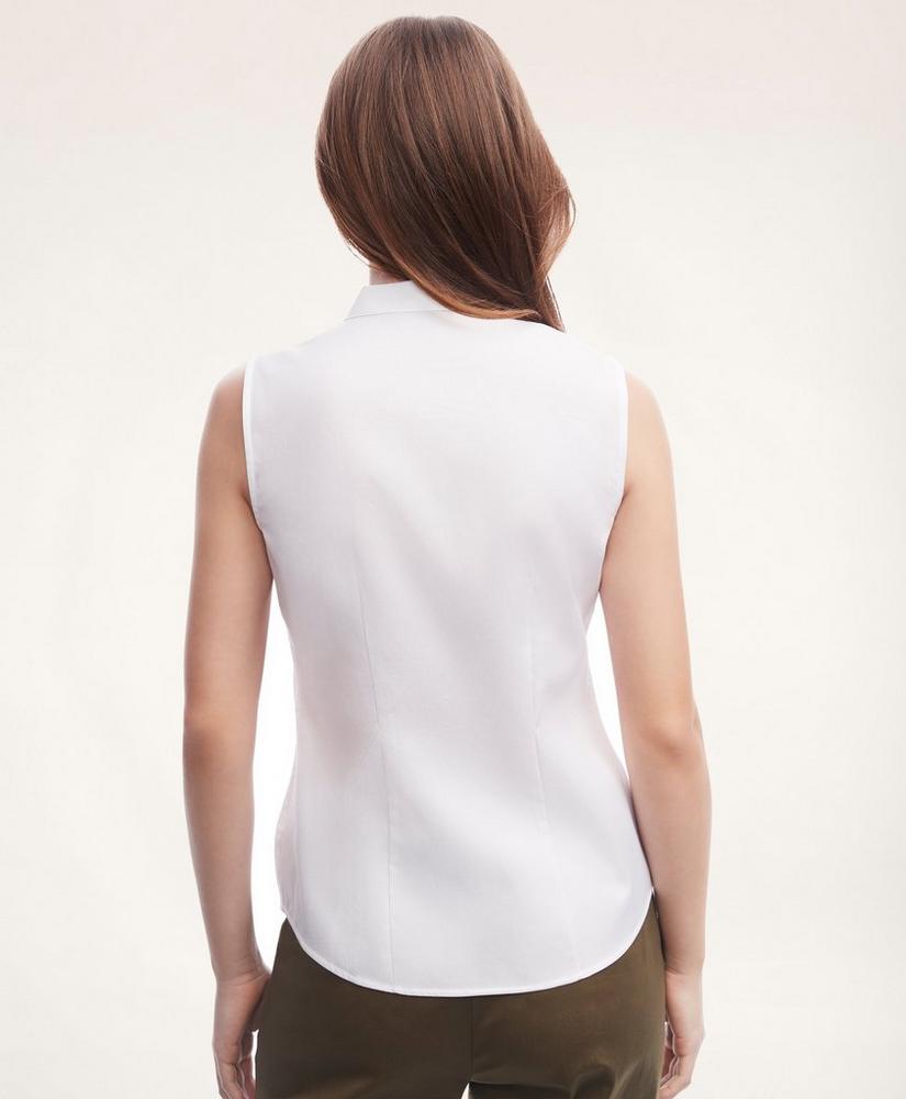 Fitted Non-Iron Supima® Cotton Sleeveless Bow Shirt, image 4