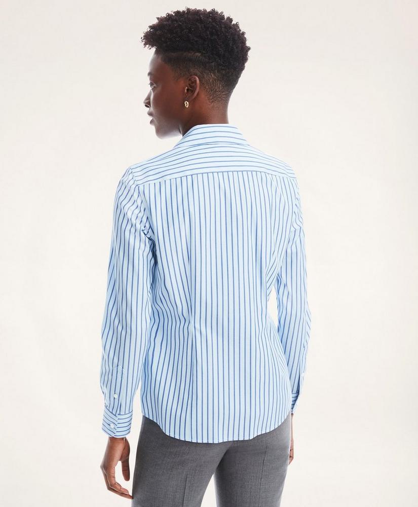 Fitted Non-Iron Stretch Supima® Cotton Striped Shirt, image 3