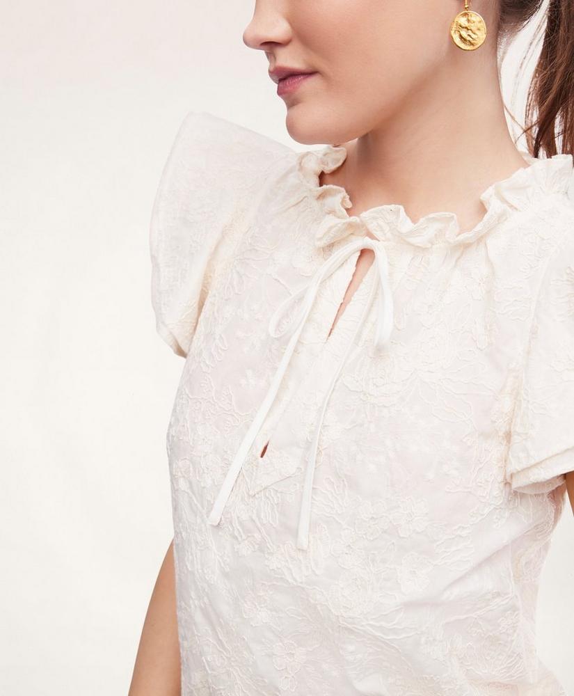 Cotton Embroidered Flutter Sleeve Blouse, image 3