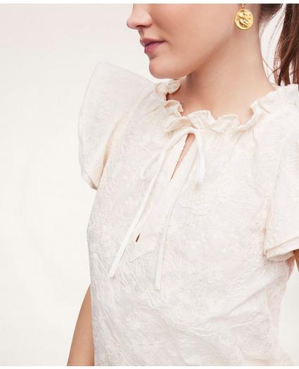 Cotton Embroidered Flutter Sleeve Blouse, image 3