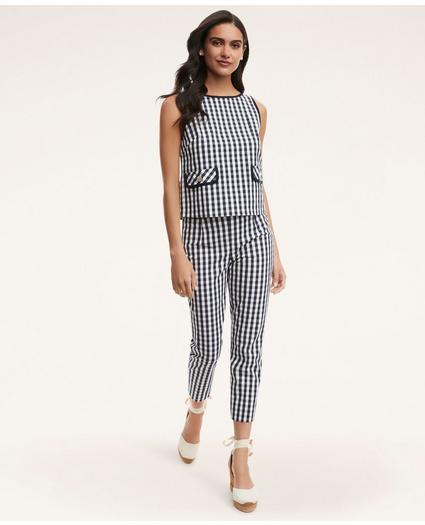 Stretch Cotton Gingham Crop Top, image 2