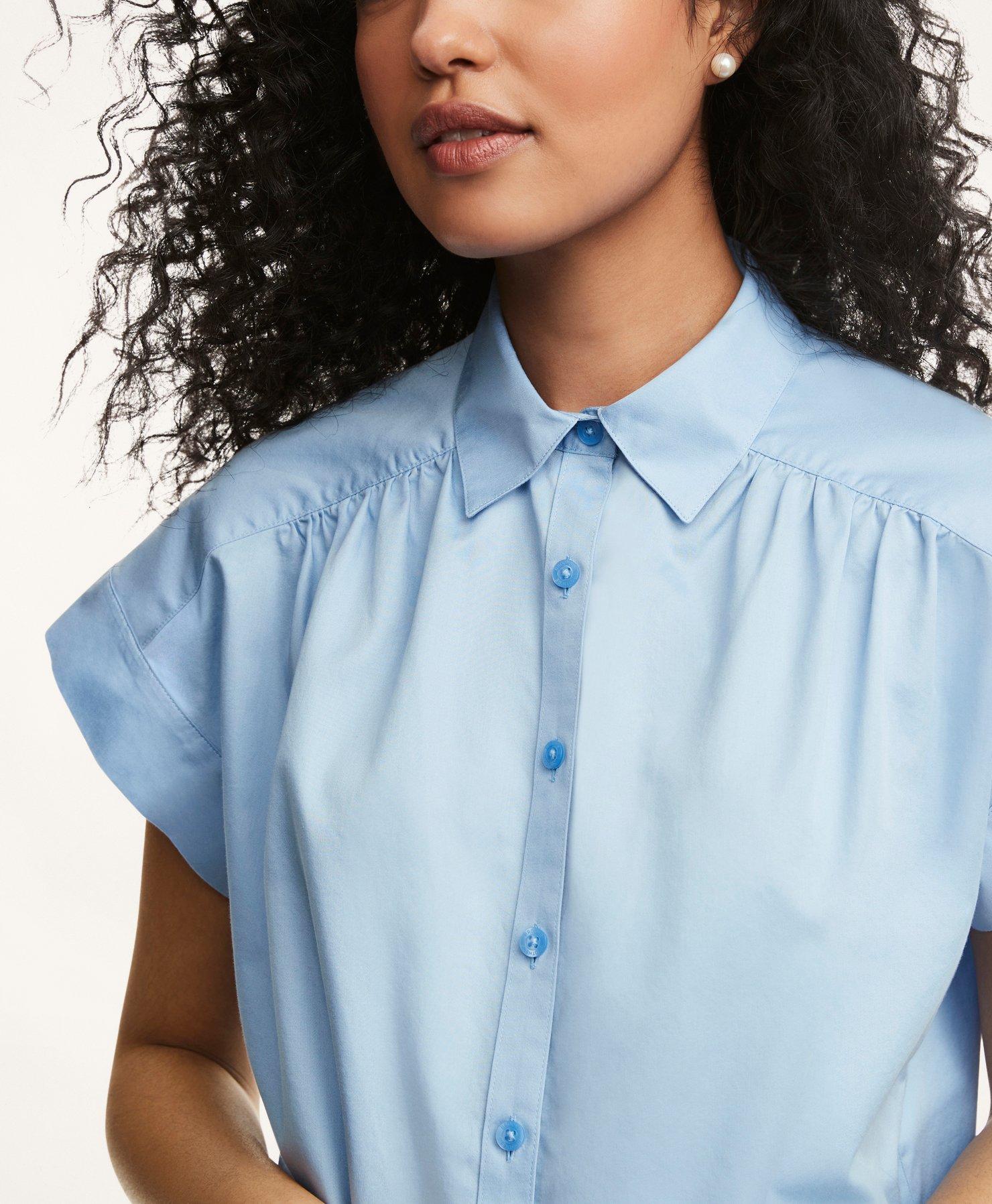 Biscuit Cotton Sateen Lantern Sleeve Blouse - WOMEN Shirts