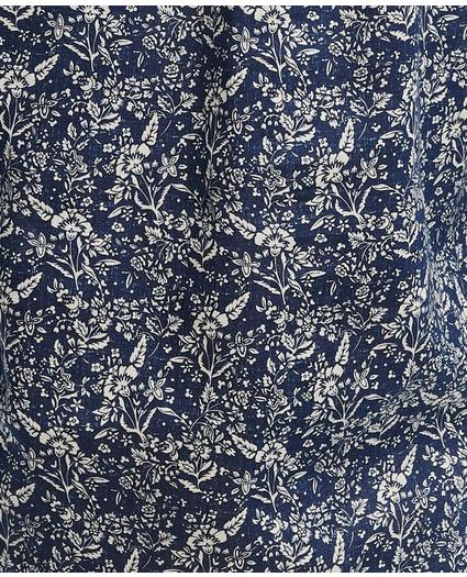 Classic-Fit Indigo Cotton Linen Floral Shirt, image 4