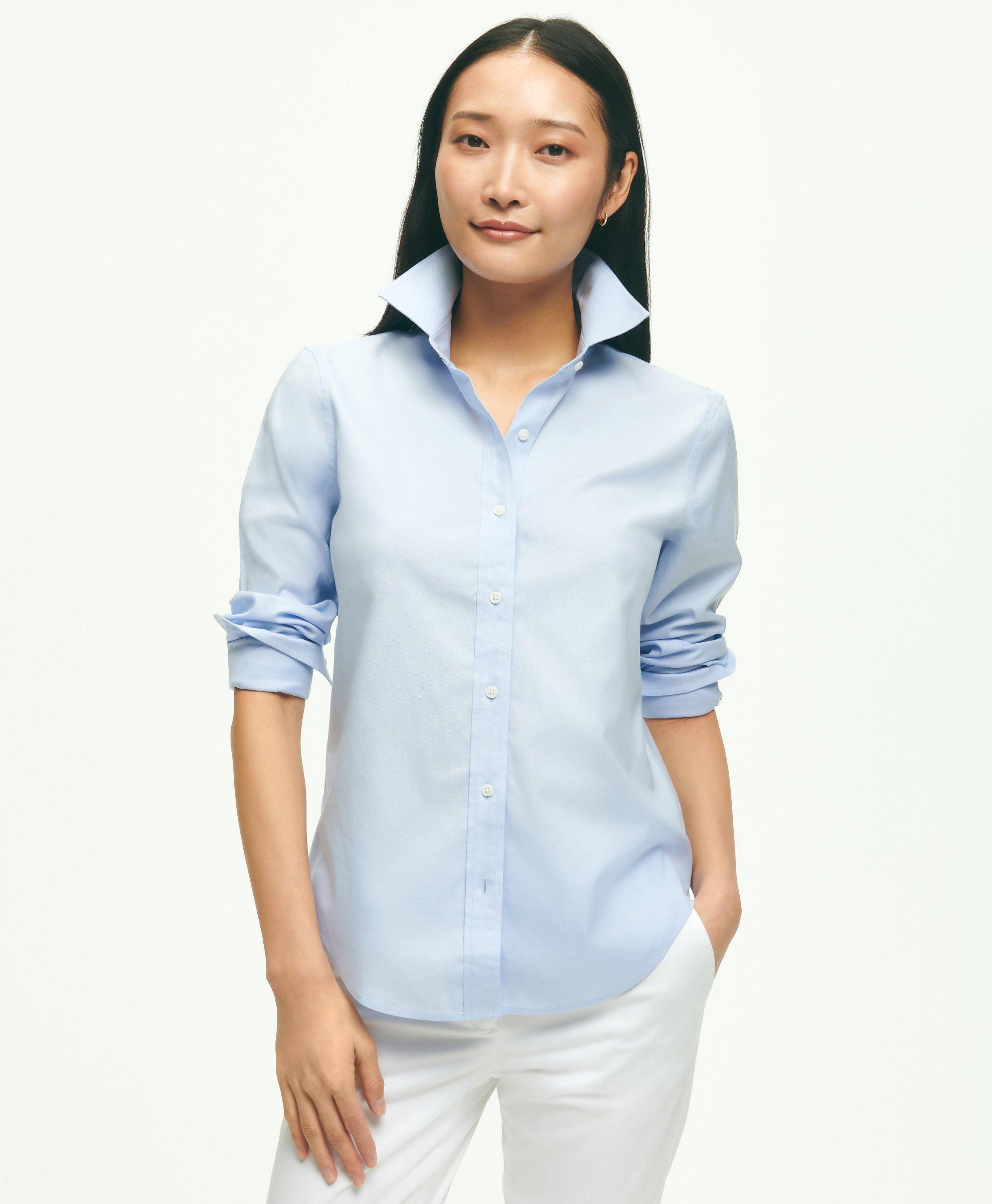 Brooks Brothers Classic-fit Non-iron Stretch Supima Cotton Dress Shirt In Light Blue