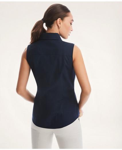 Fitted Non-Iron Stretch Supima® Cotton Sleeveless Dress Shirt, image 3