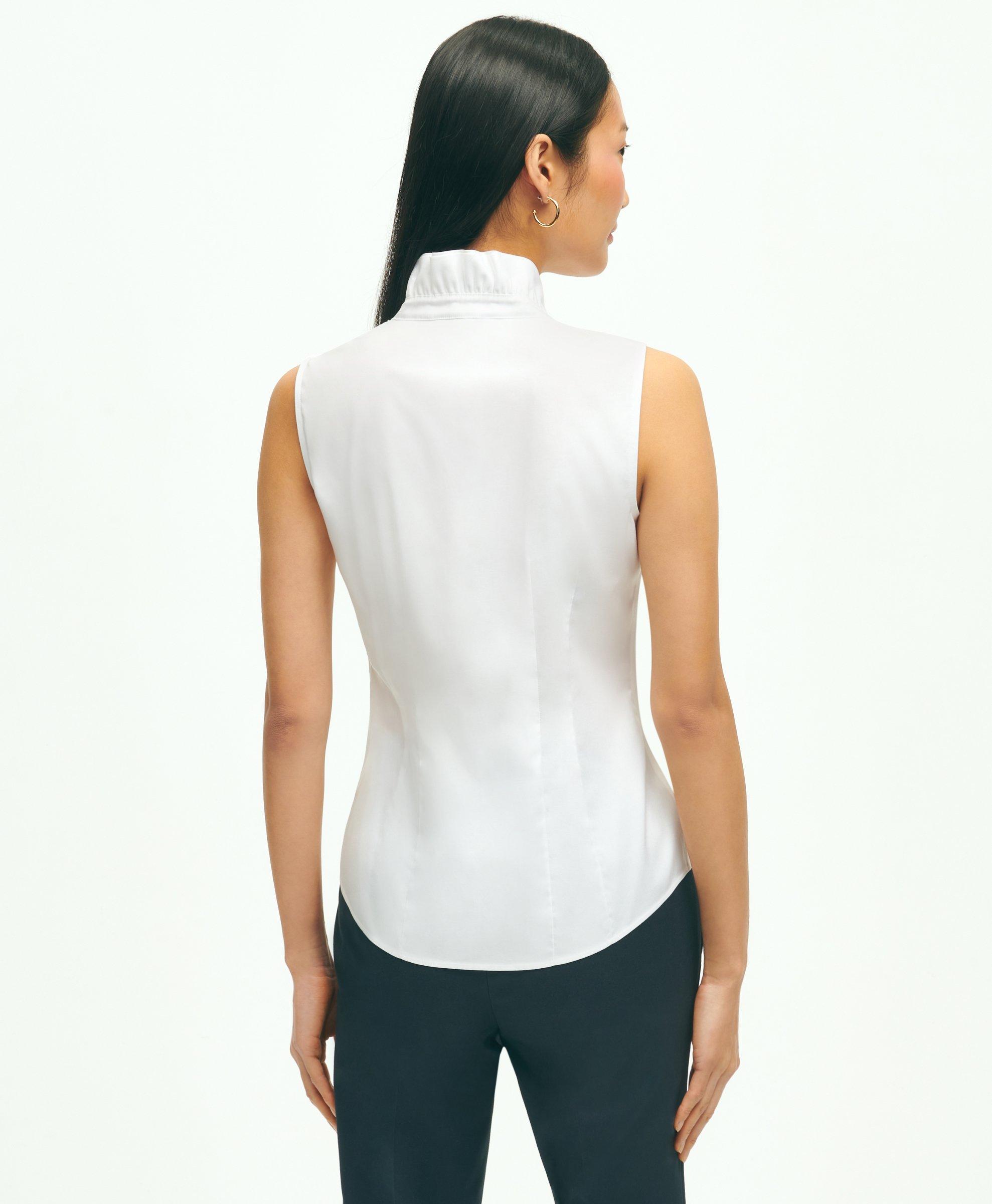 Fitted Non-Iron Stretch Supima® Cotton Ruffle Shirt, image 2