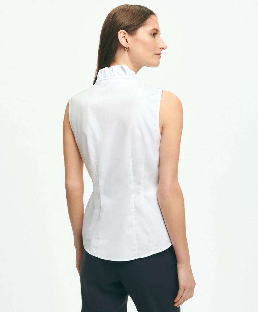 Fitted Non-Iron Stretch Supima® Cotton Ruffle Shirt, image 3