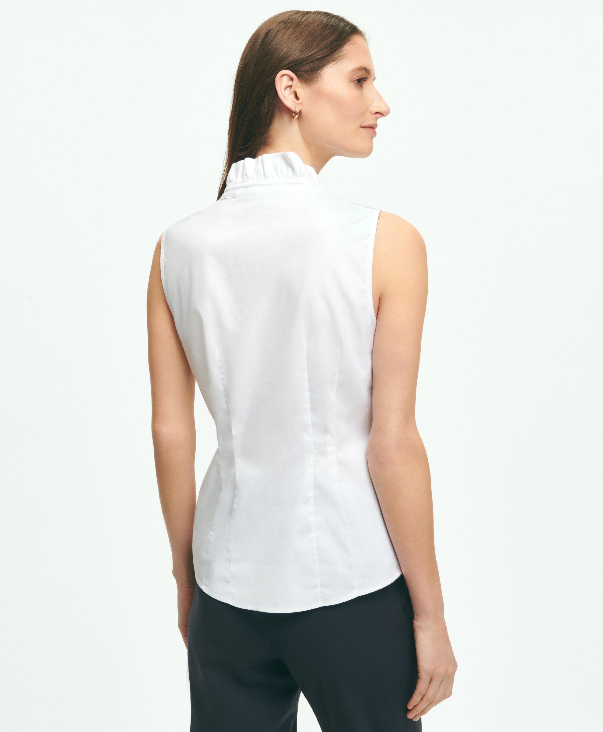 Fitted Non-Iron Stretch Supima® Cotton Ruffle Shirt