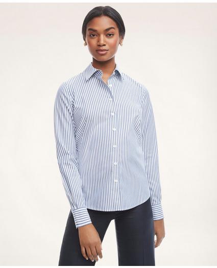 Fitted Non-Iron Stretch Supima® Cotton Stripe Dress Shirt, image 1