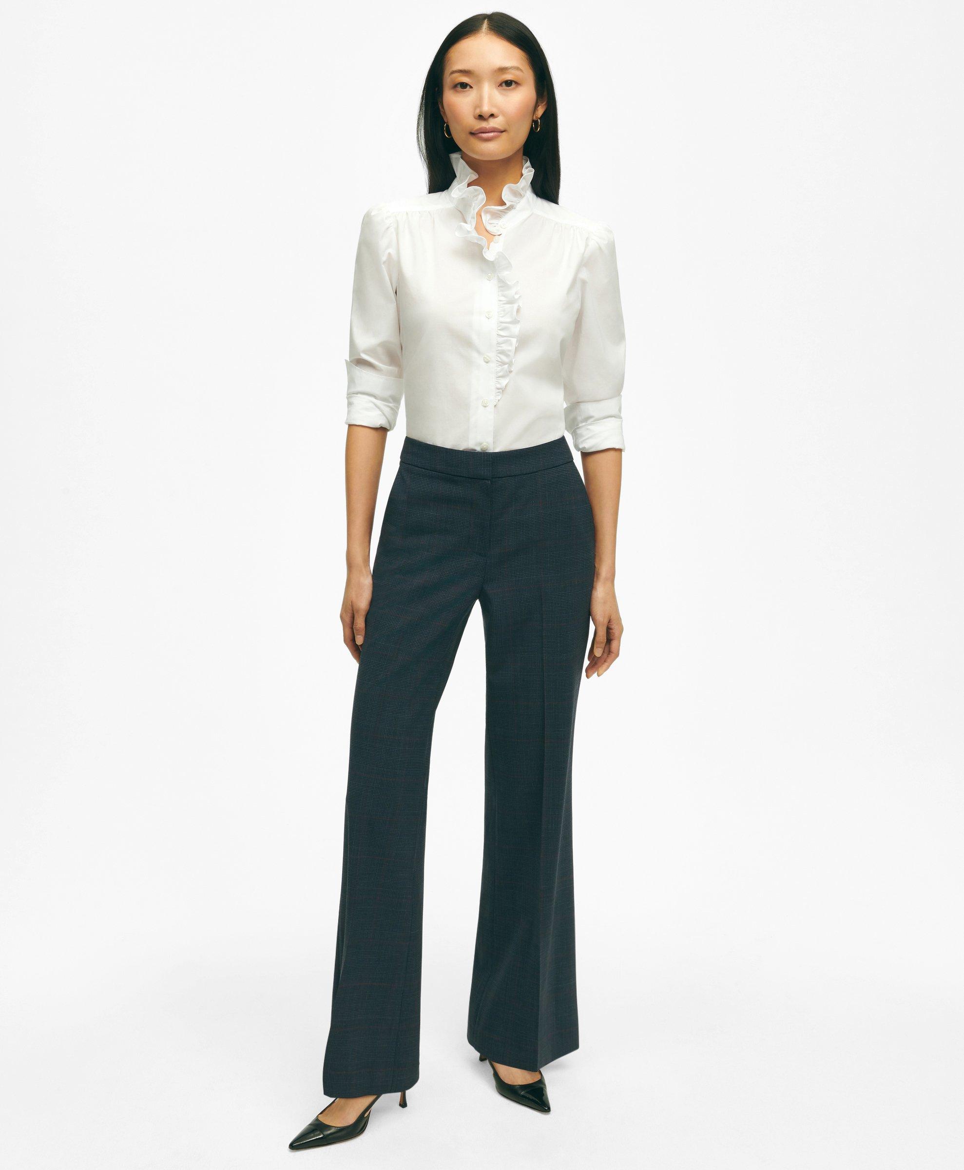 Cotton Ruffle Placket Shirt