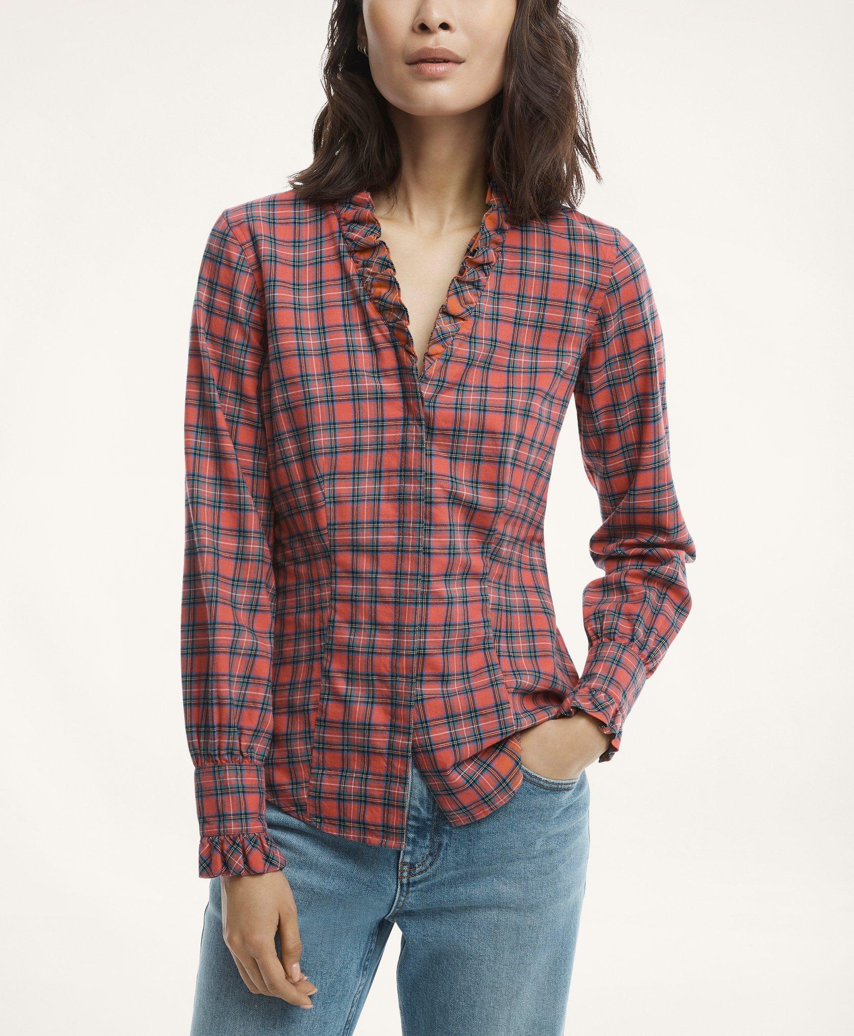 Fitted Cotton Wool Ruffle Flannel Shirt, image 1