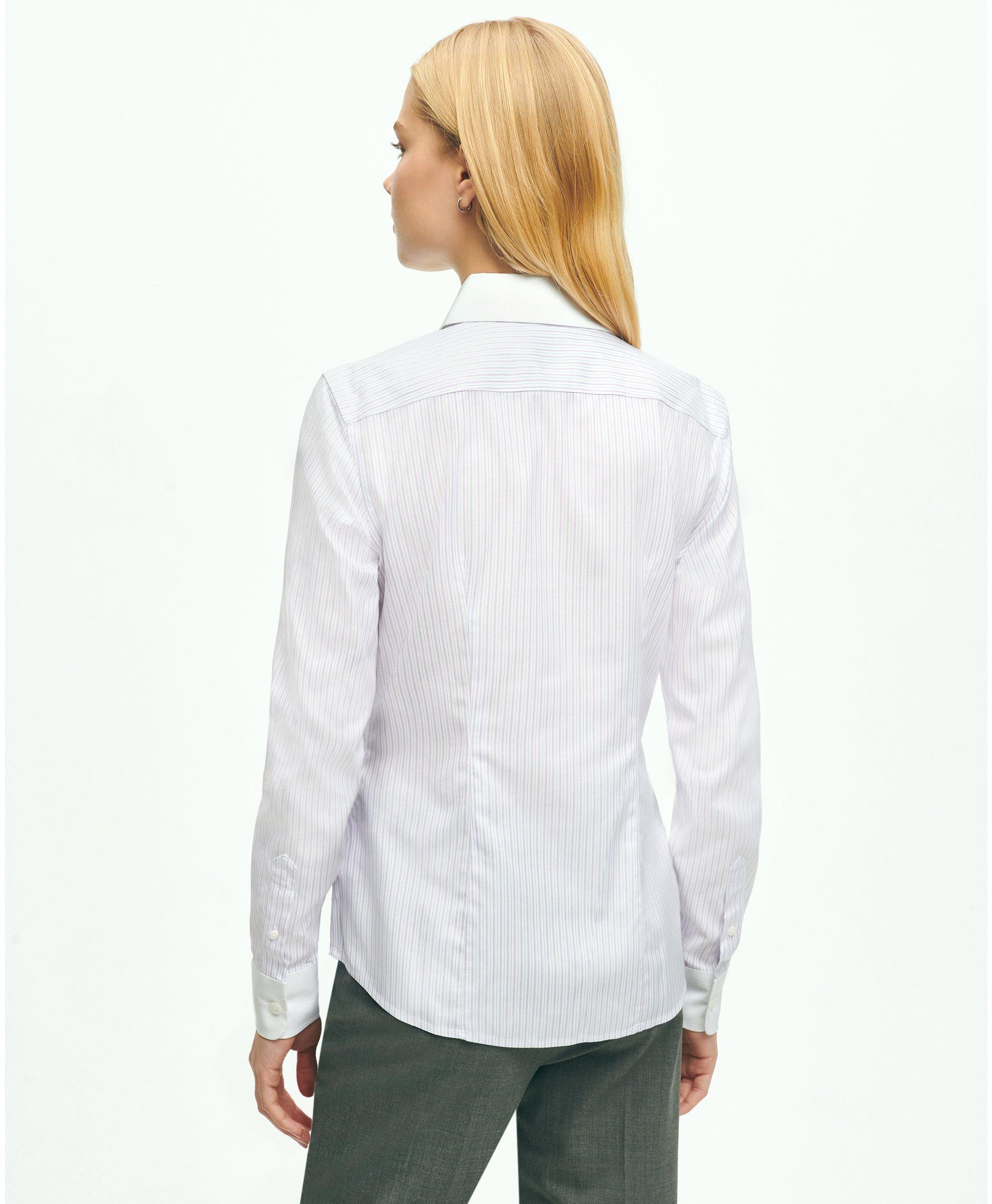 Fitted Non-Iron Stretch Supima® Cotton Stripe Shirt, image 2