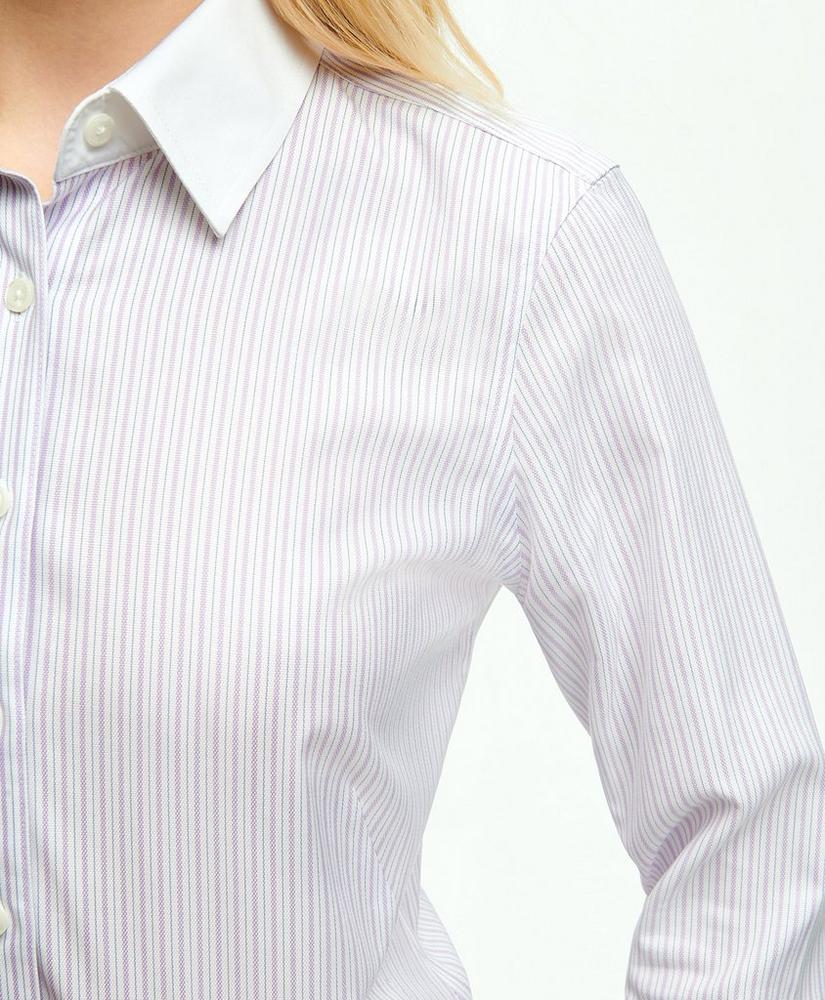 Fitted Non-Iron Stretch Supima® Cotton Stripe Shirt, image 3
