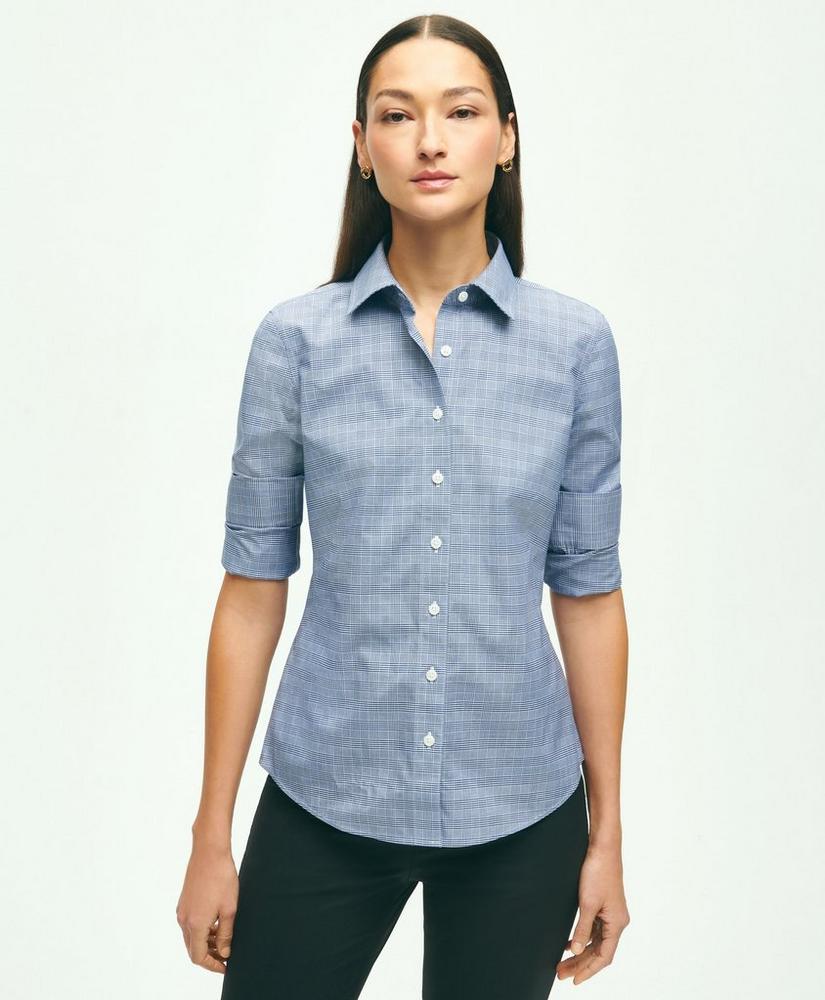 Fitted Stretch Supima® Cotton Non-Iron Glen Plaid Dress Shirt, image 1