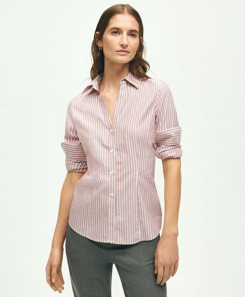 Fitted Stretch Supima® Cotton Non-Iron Double Stripe Shirt, image 1
