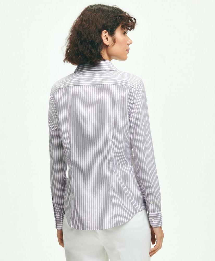 Fitted Stretch Supima® Cotton Non-Iron Double Stripe Shirt, image 2