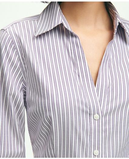 Fitted Stretch Supima® Cotton Non-Iron Double Stripe Shirt, image 3