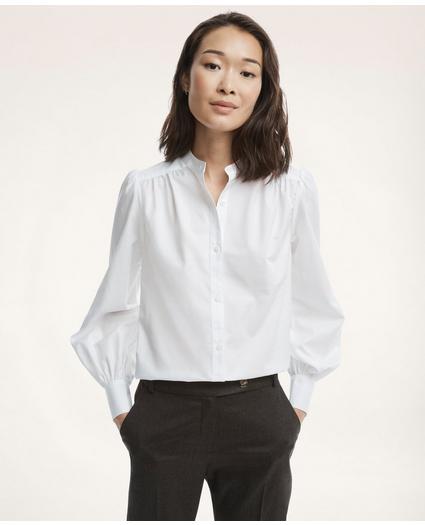 Cotton Poplin Shirred Shirt, image 1