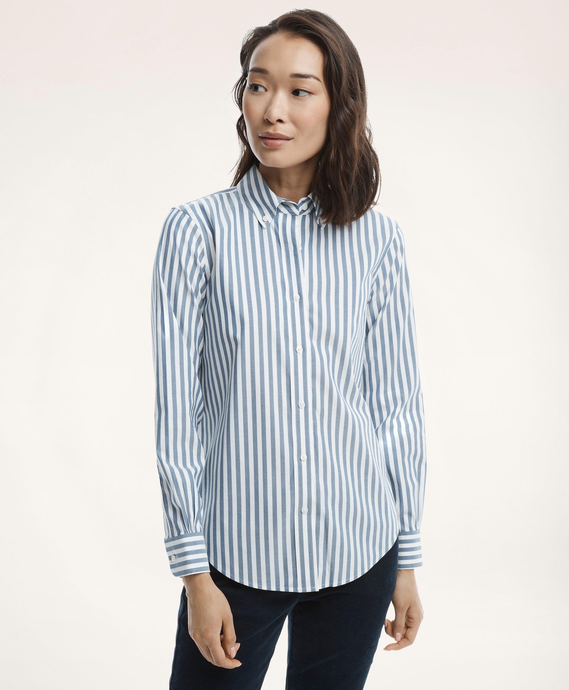 Classic Fit Non-Iron Stretch Supima® Cotton Stripe Dress Shirt, image 1