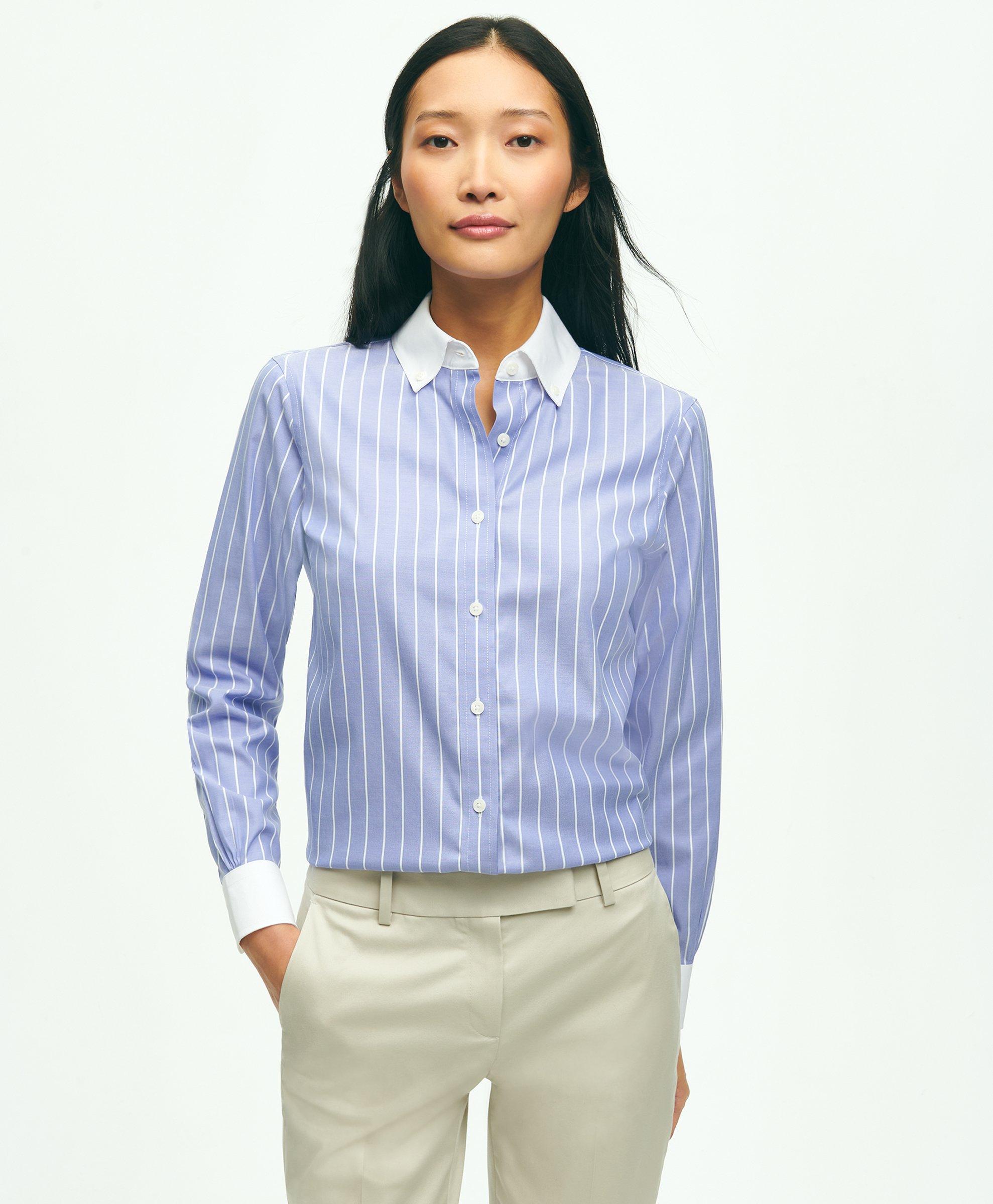 Classic Fit Non-Iron Stretch Supima® Cotton Stripe Shirt, image 1