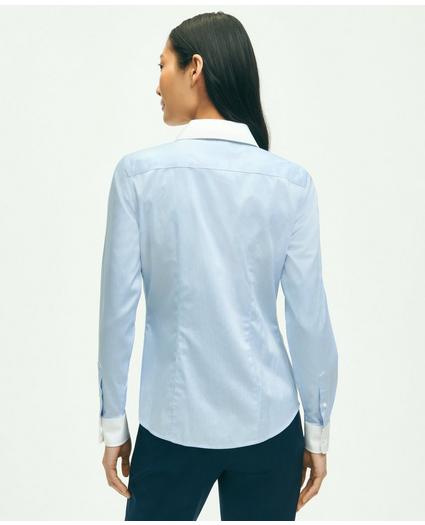 Fitted Non-Iron Stretch Supima® Cotton Mini Stripe Shirt, image 4