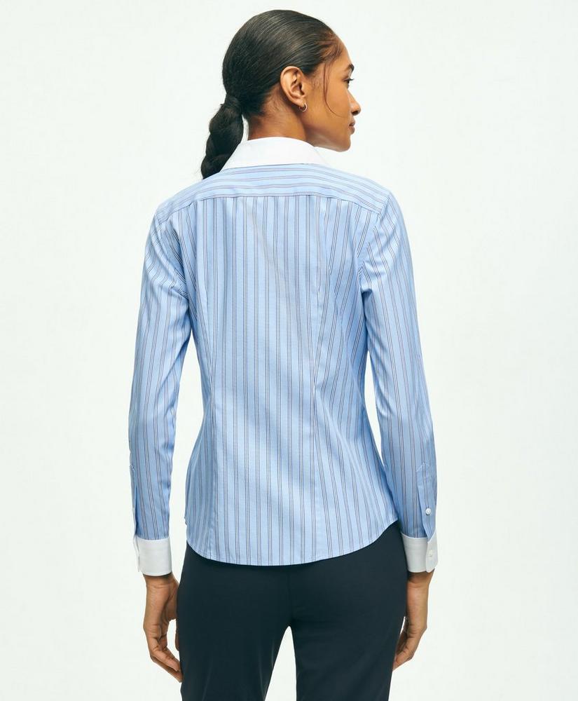 Fitted Supima® Cotton Non-Iron Striped Shirt, image 2