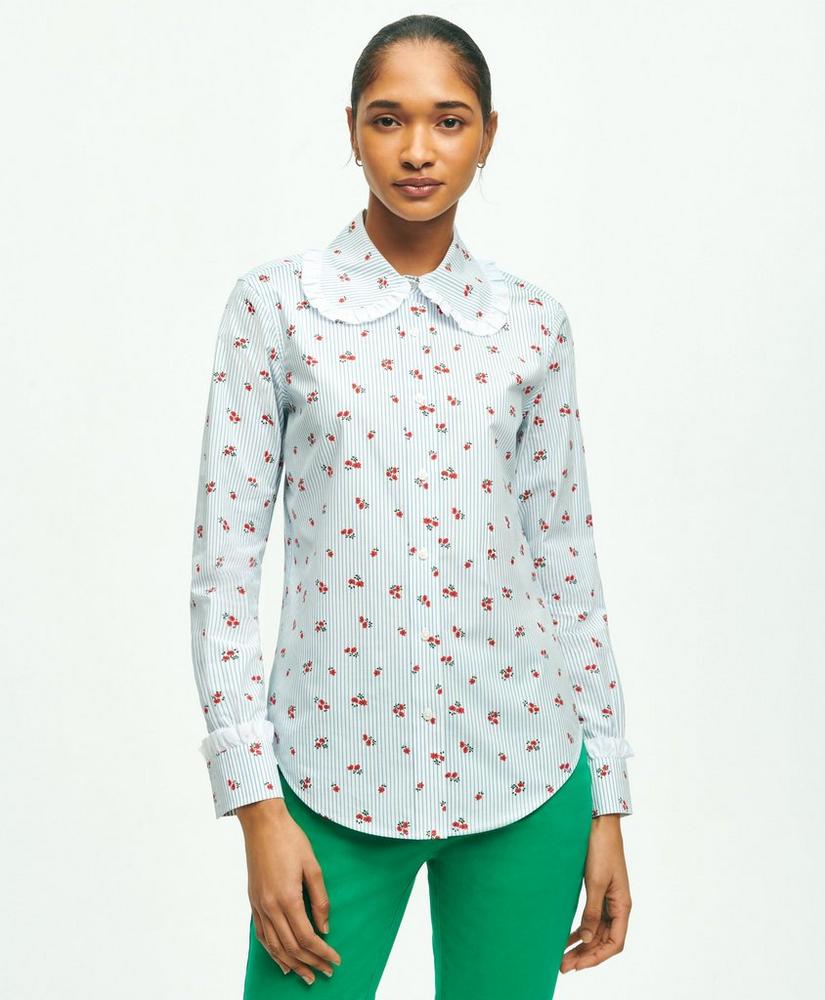 Cotton Poplin Ruffled Floral Shirt, image 1
