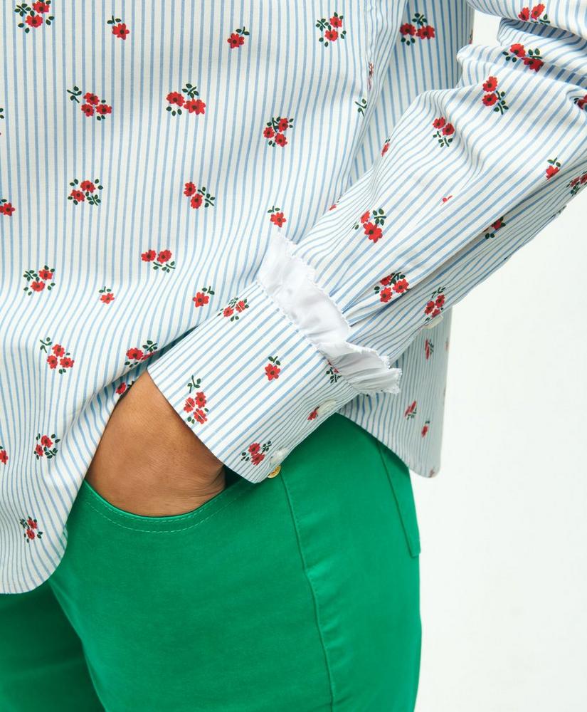 Cotton Poplin Ruffled Floral Shirt, image 3