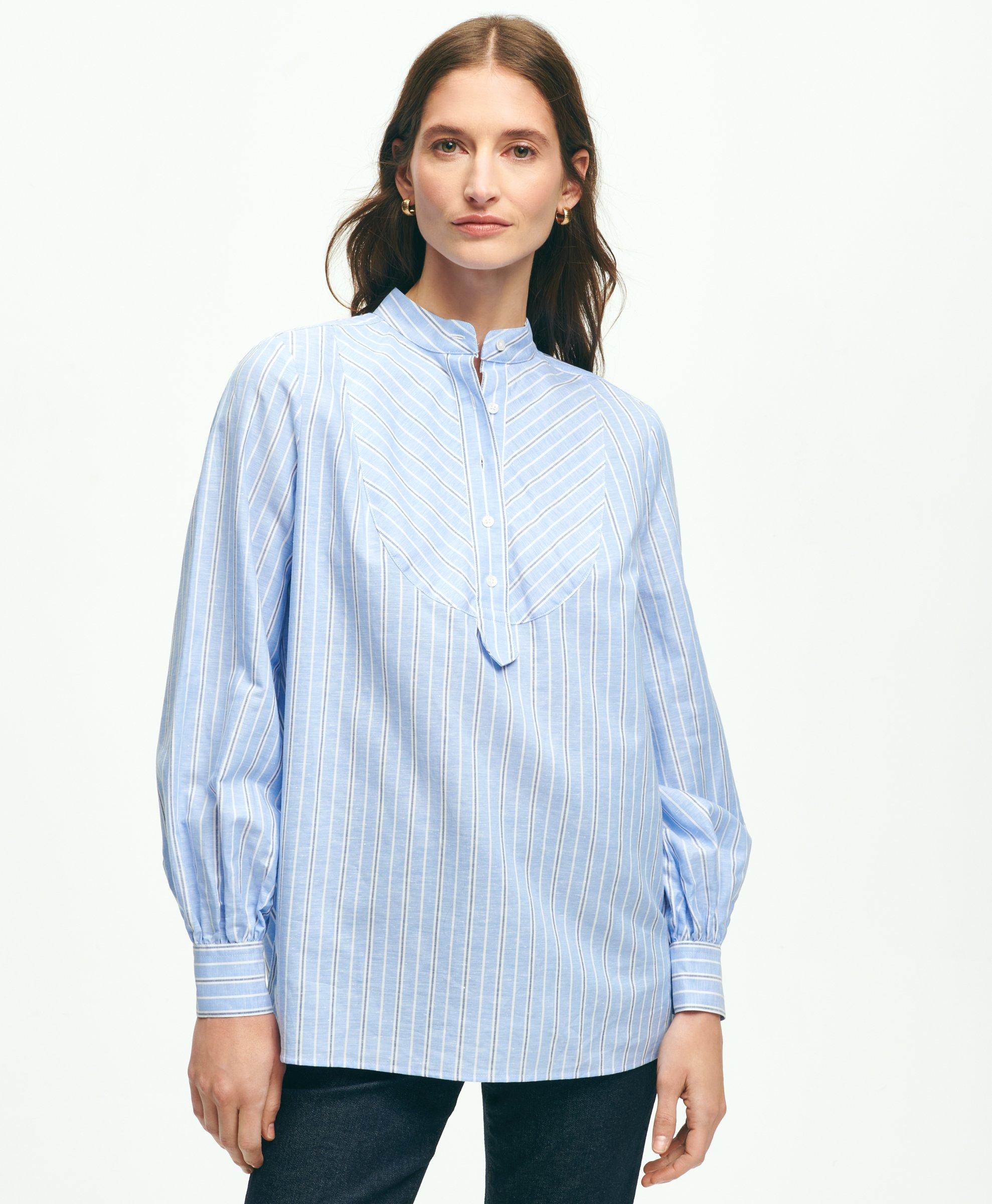 Linen Striped Popover Tunic