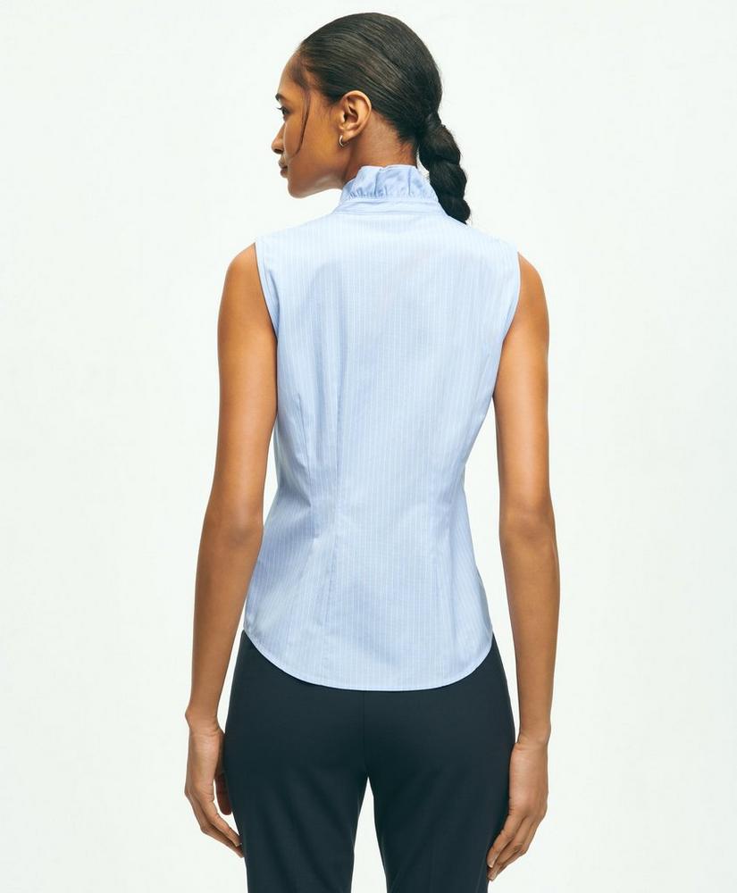 Fitted Non-Iron Stretch Supima® Cotton Stripe Sleeveless Shirt, image 3