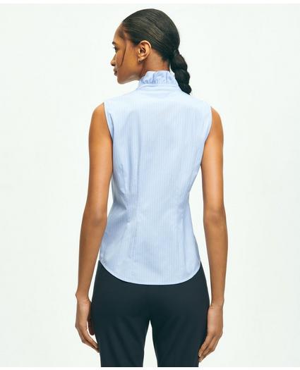 Fitted Non-Iron Stretch Supima® Cotton Stripe Sleeveless Shirt, image 3