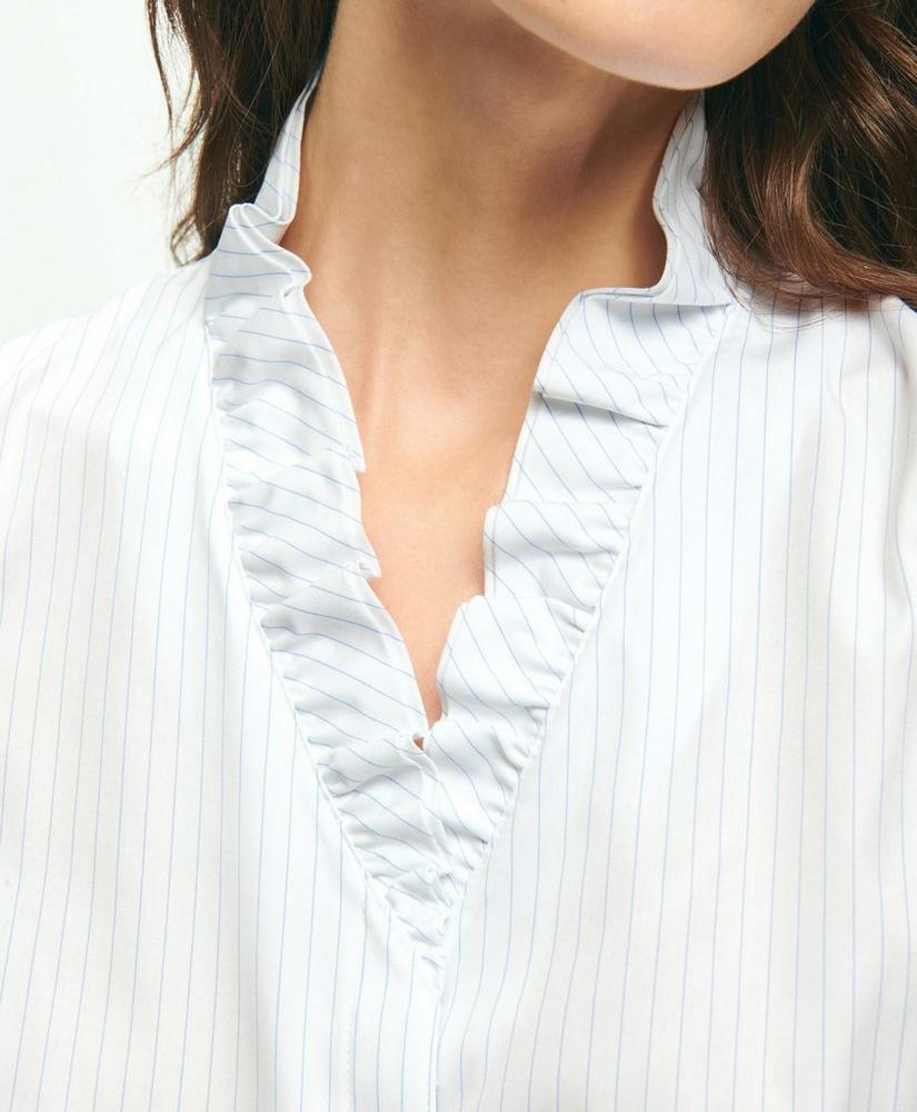 Fitted Non-Iron Stretch Supima® Cotton Stripe Sleeveless Shirt, image 4
