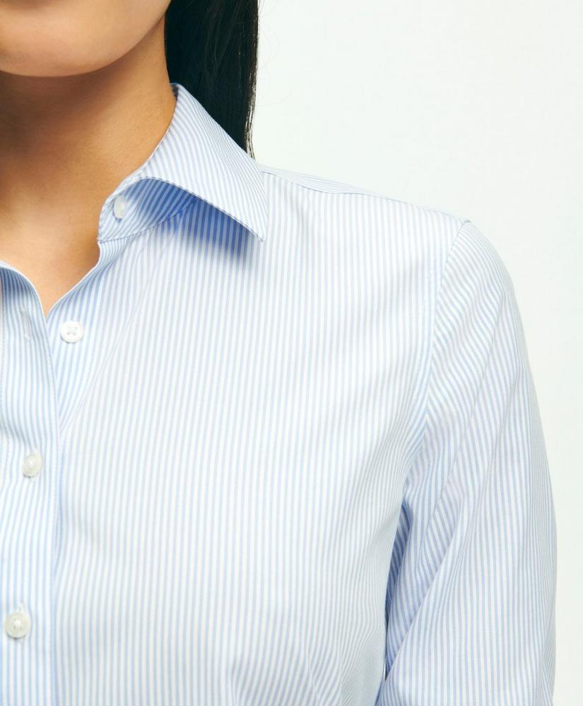 Fitted Stretch Supima® Cotton Non-Iron Mini Stripe Dress Shirt, image 2