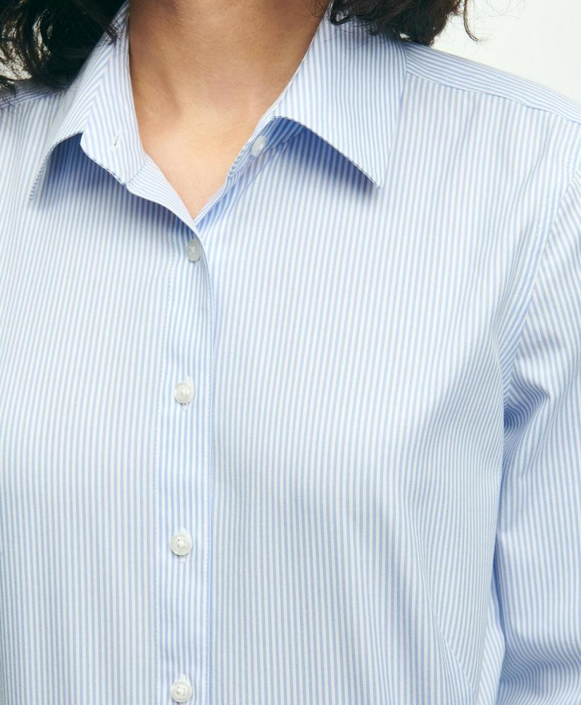 Fitted Stretch Supima® Cotton Non-Iron Mini Stripe Dress Shirt, image 4