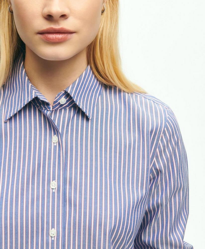 Fitted Non-Iron Stretch Supima® Cotton Stripe Dress Shirt, image 3