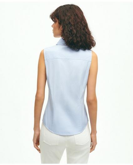 Fitted Supima® Cotton Non-Iron Sleeveless Gingham Shirt, image 2