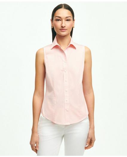 Fitted Supima® Cotton Non-Iron Sleeveless Gingham Shirt, image 1