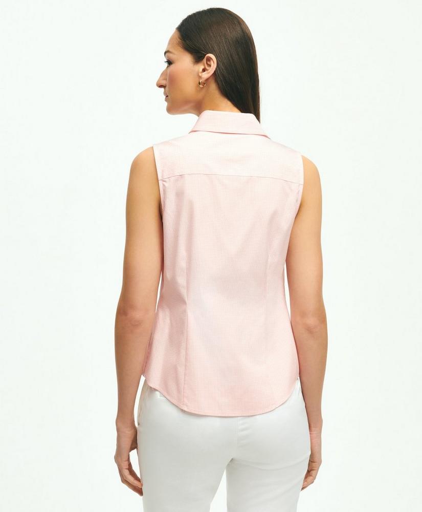 Fitted Supima® Cotton Non-Iron Sleeveless Gingham Shirt, image 3