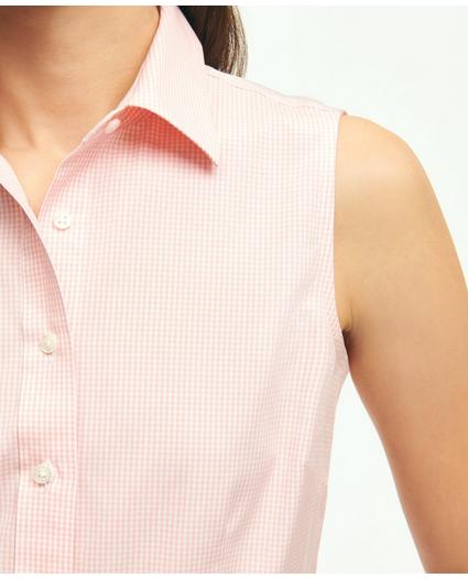 Fitted Supima® Cotton Non-Iron Sleeveless Gingham Shirt, image 2