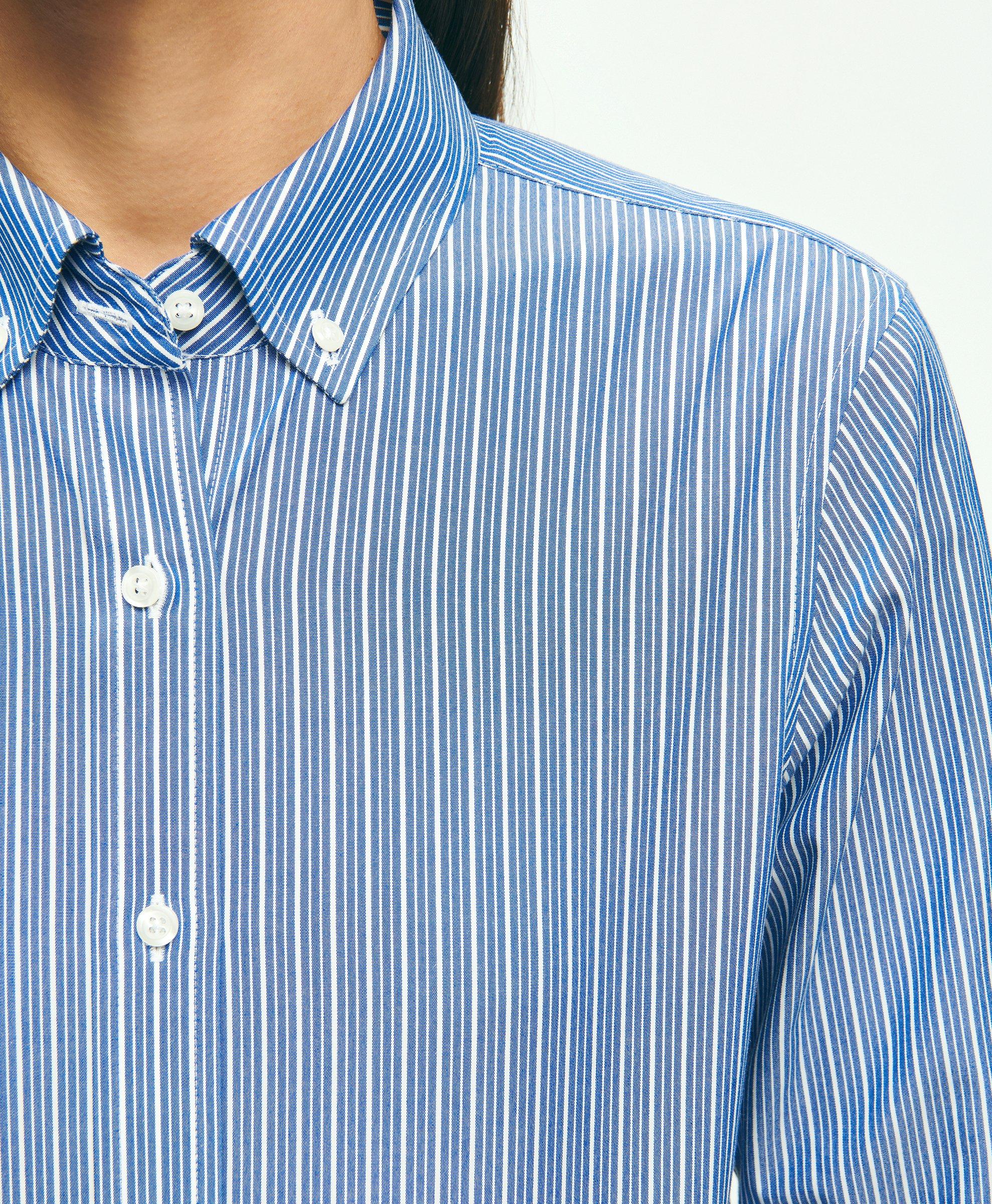 Brooks Brothers Stretch Supima Cotton Non-Iron English Spread Collar Alternating Windowpane Dress Shirt