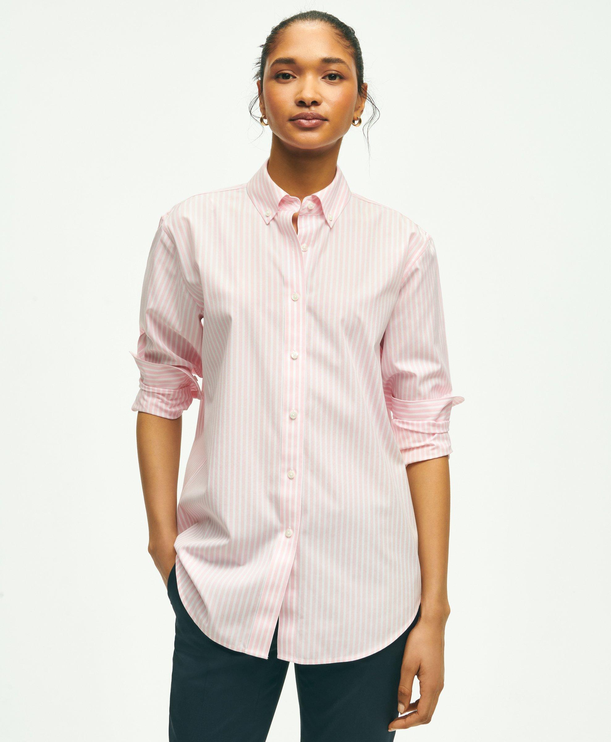 Relaxed Fit Stretch Supima® Cotton Non-Iron Striped Dress Shirt