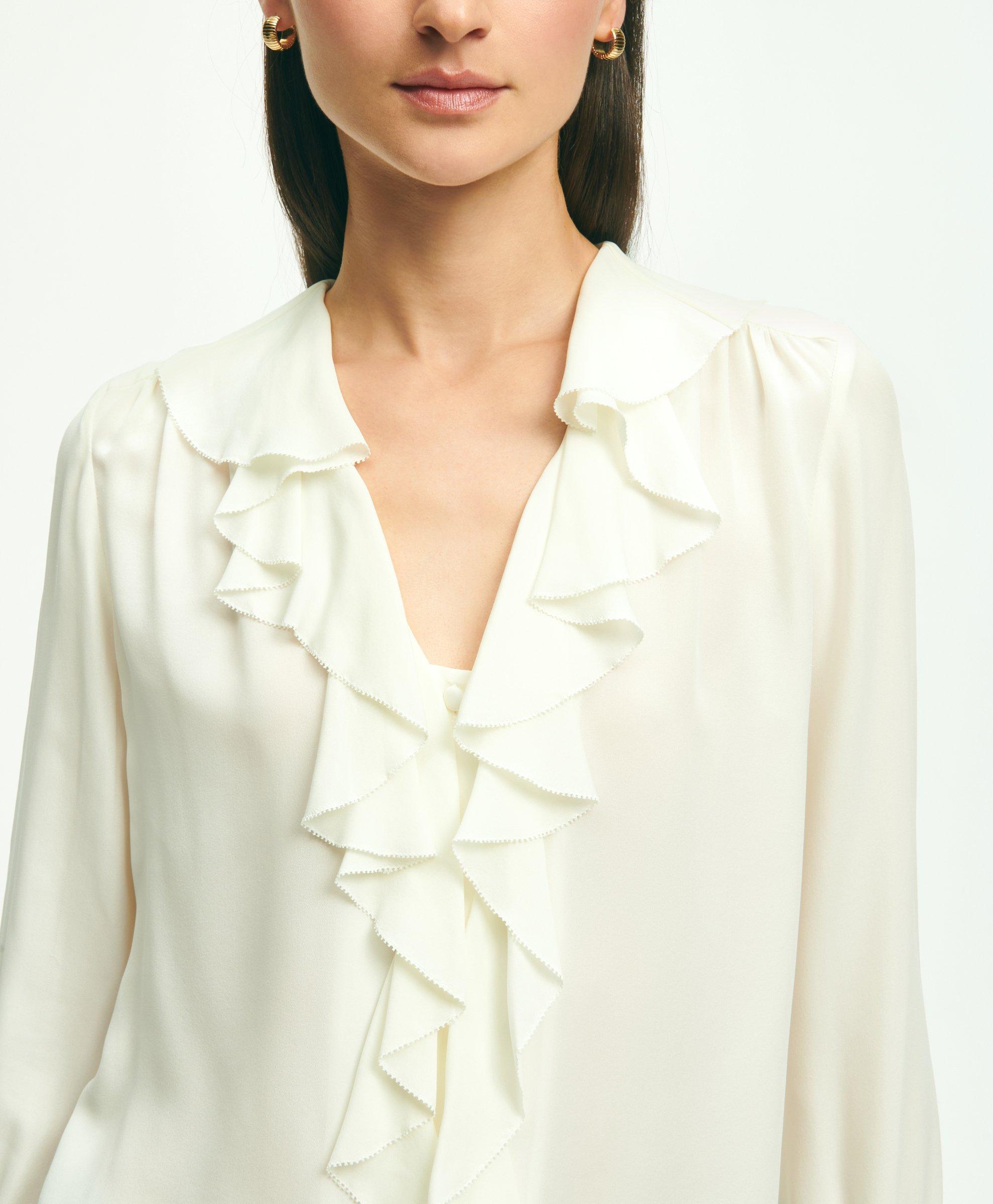 Silk ruffle clearance blouse ivory